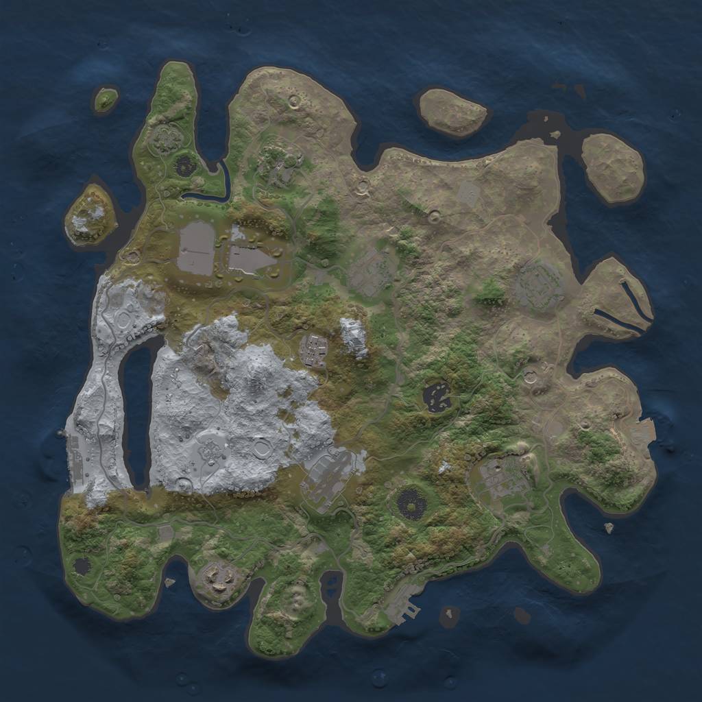 Rust Map: Procedural Map, Size: 3500, Seed: 914873871, 17 Monuments
