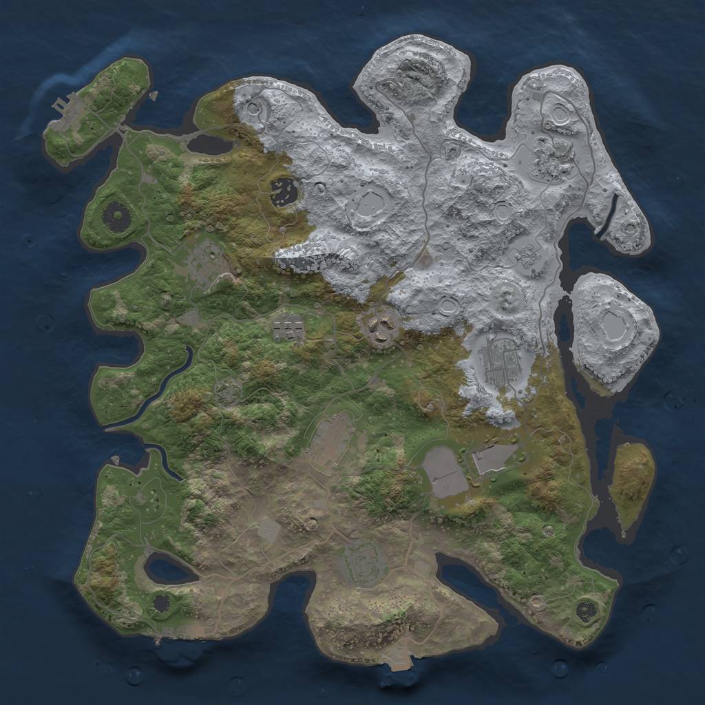 Rust Map: Procedural Map, Size: 3650, Seed: 36054739, 17 Monuments