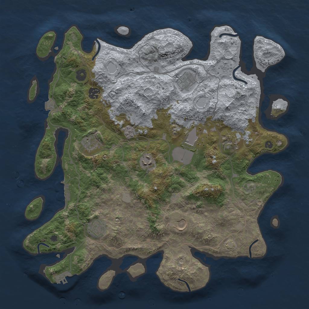 Rust Map: Procedural Map, Size: 4000, Seed: 32583798, 17 Monuments
