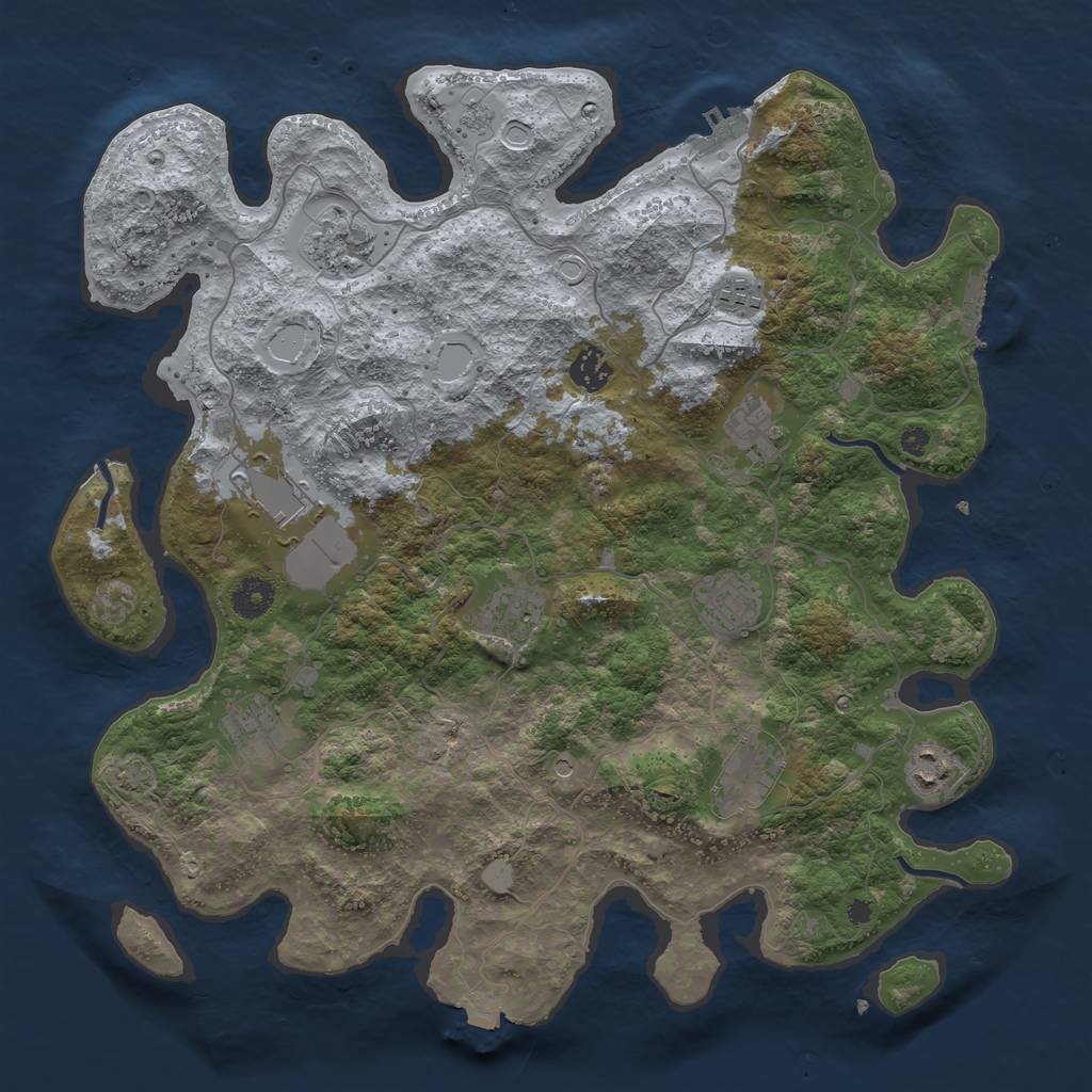 Rust Map: Procedural Map, Size: 3900, Seed: 58112136, 18 Monuments