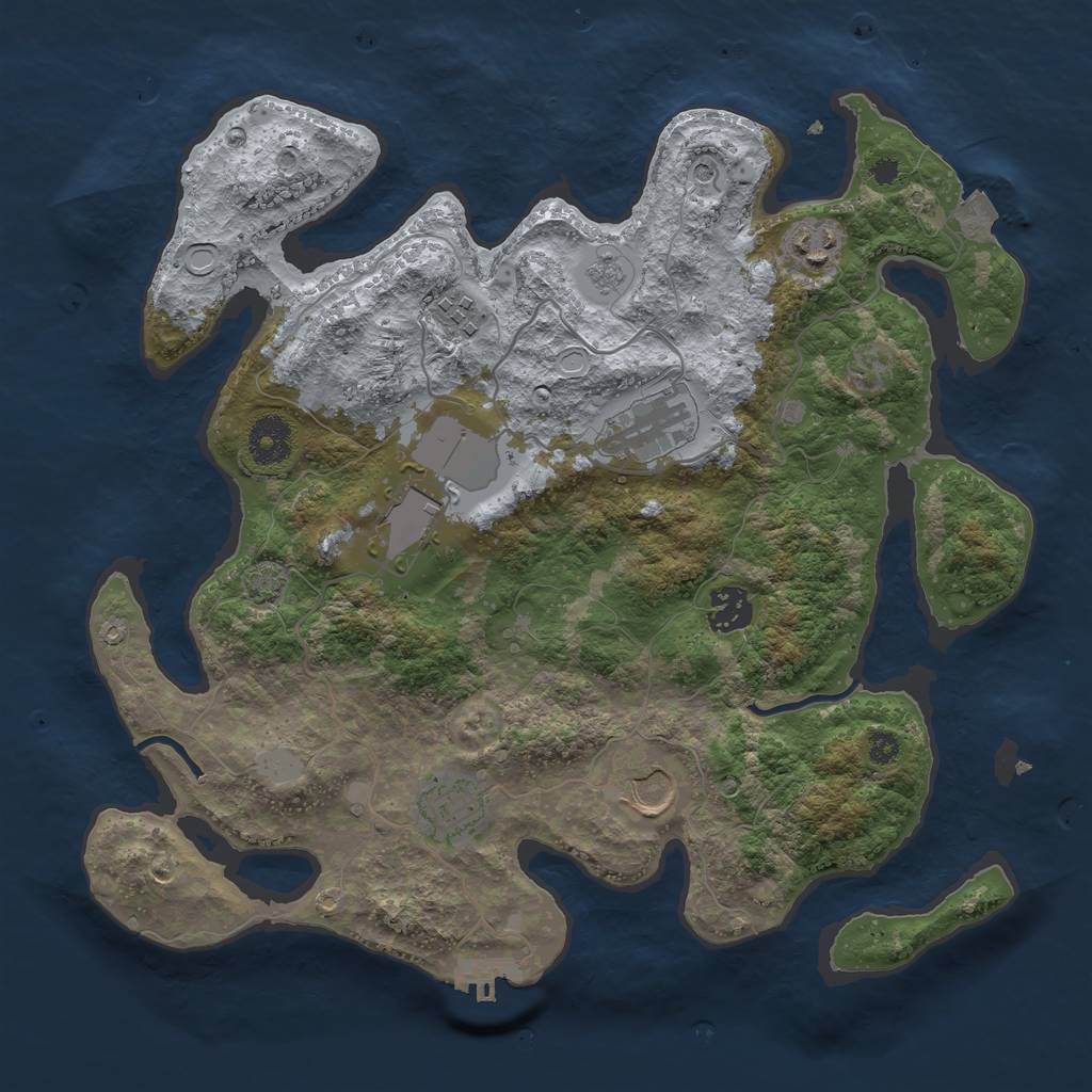 Rust Map: Procedural Map, Size: 3500, Seed: 1181013415, 14 Monuments