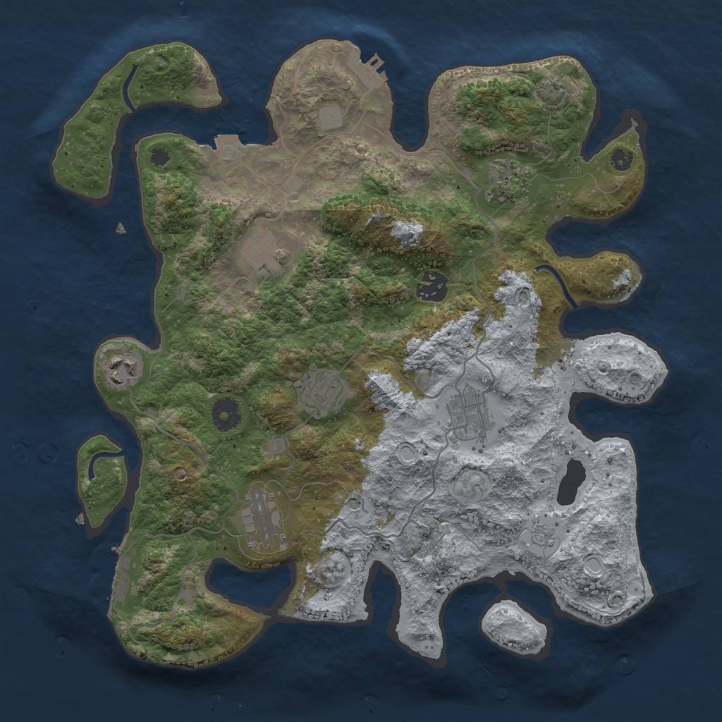 Rust Map: Procedural Map, Size: 3450, Seed: 1211409, 15 Monuments