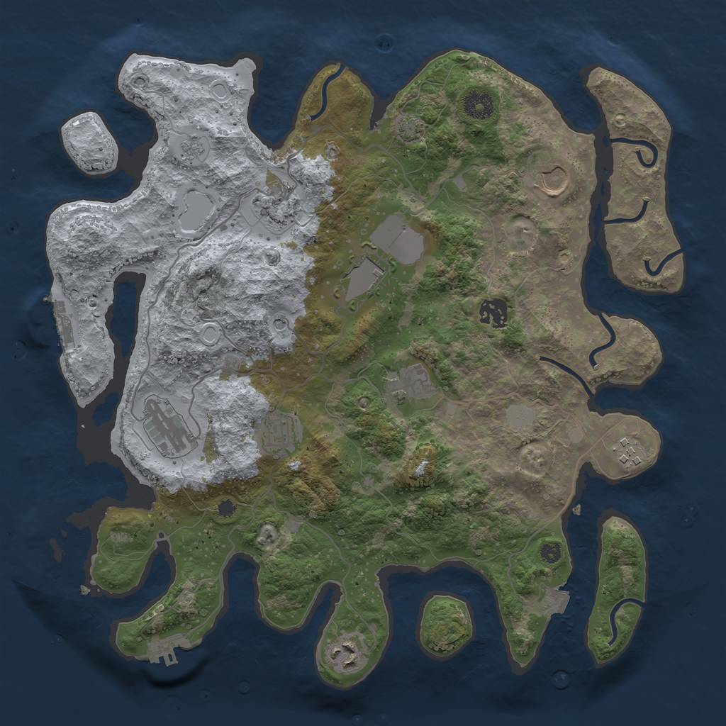Rust Map: Procedural Map, Size: 3650, Seed: 14827446, 17 Monuments
