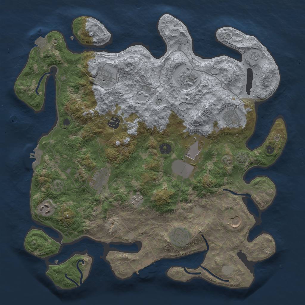 Rust Map: Procedural Map, Size: 3850, Seed: 39841900, 18 Monuments