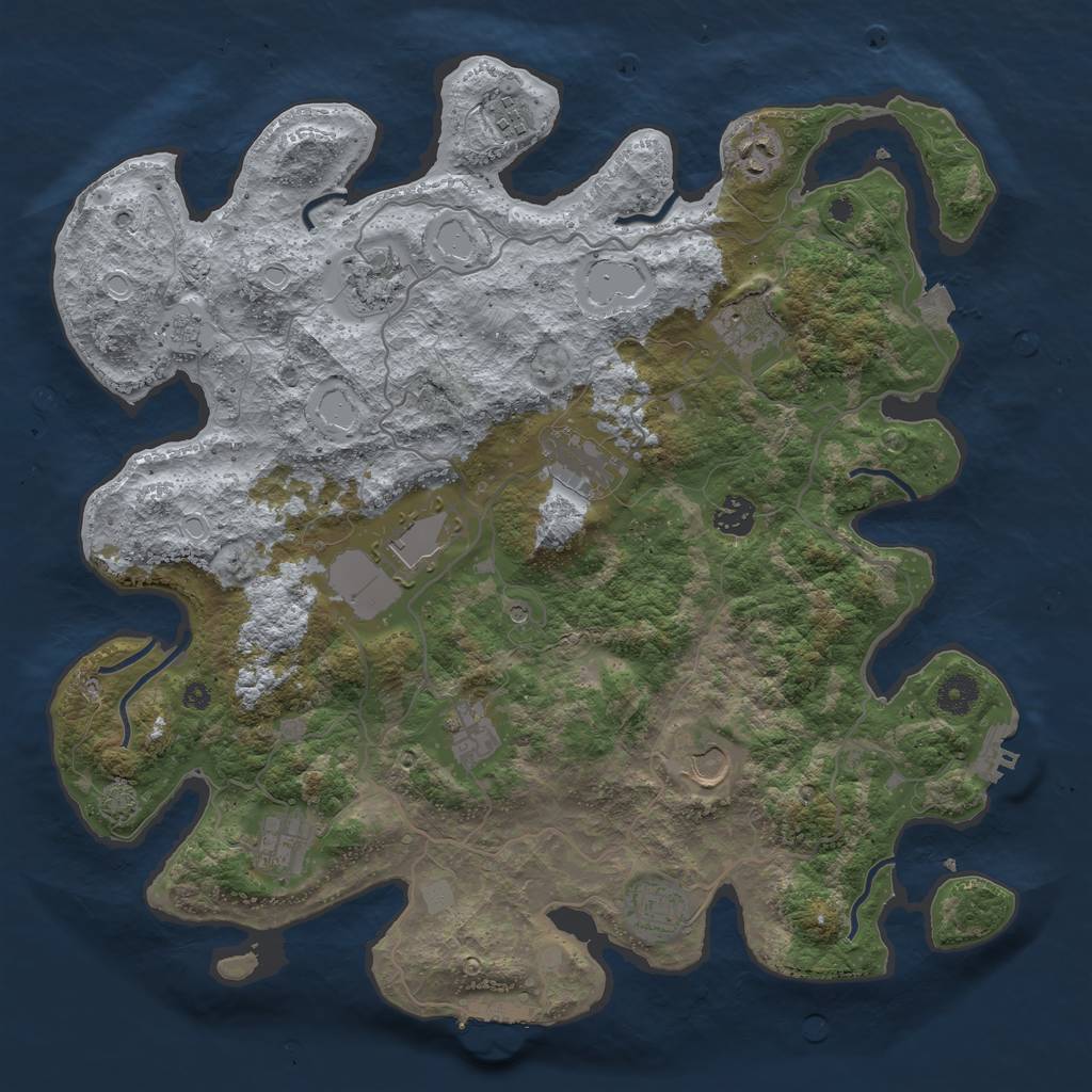 Rust Map: Procedural Map, Size: 4000, Seed: 159259, 19 Monuments