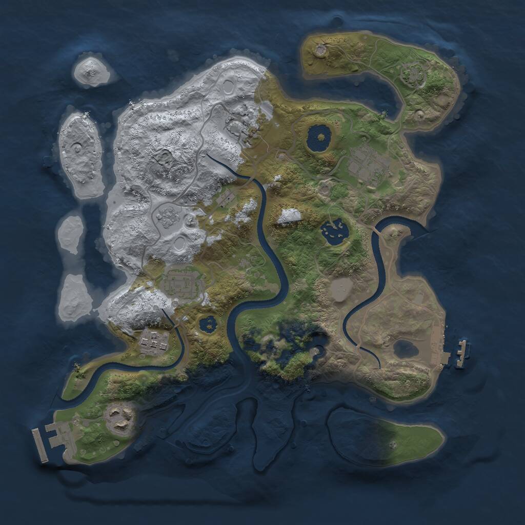 Rust Map: Procedural Map, Size: 3000, Seed: 3686, 12 Monuments