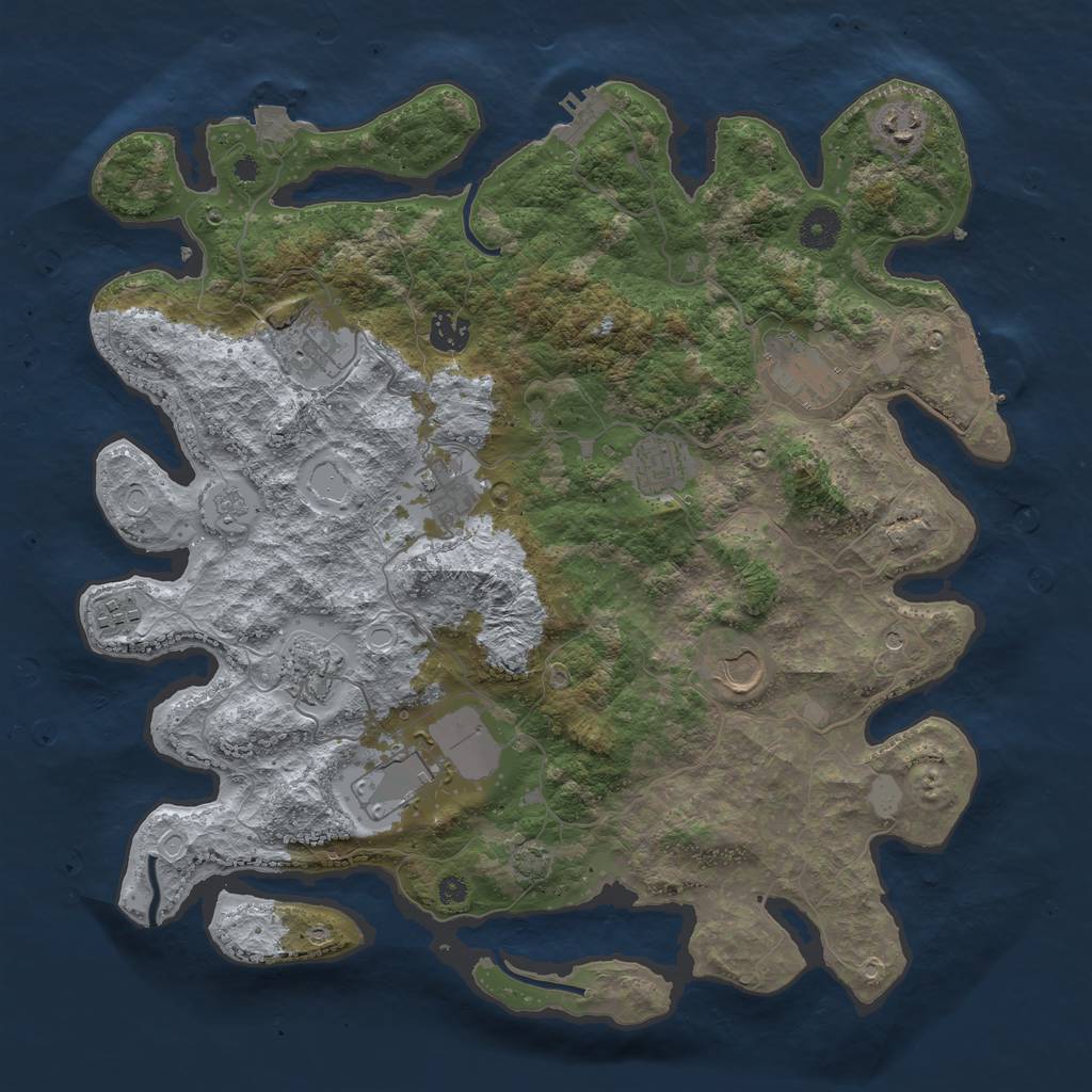 Rust Map: Procedural Map, Size: 3900, Seed: 91071931, 18 Monuments