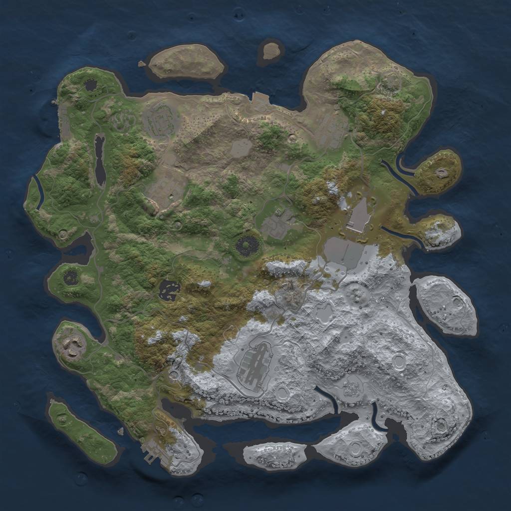 Rust Map: Procedural Map, Size: 3500, Seed: 145635871, 16 Monuments