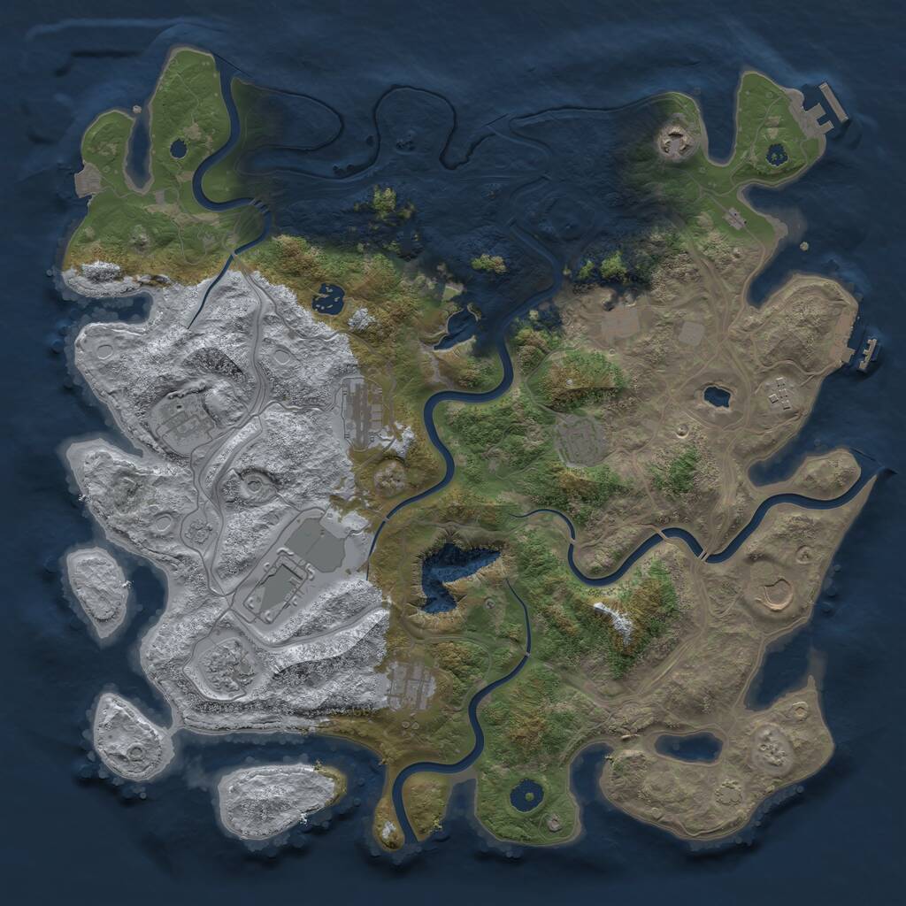 Rust Map: Procedural Map, Size: 4250, Seed: 77132081, 17 Monuments