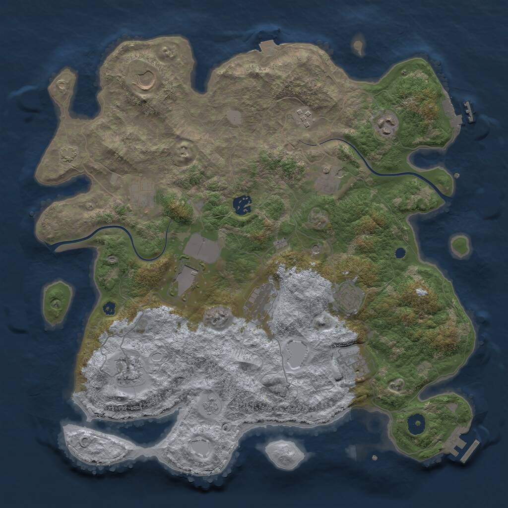 Rust Map: Procedural Map, Size: 3900, Seed: 84189261, 17 Monuments