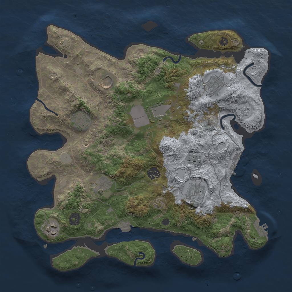 Rust Map: Procedural Map, Size: 3500, Seed: 496853937, 16 Monuments