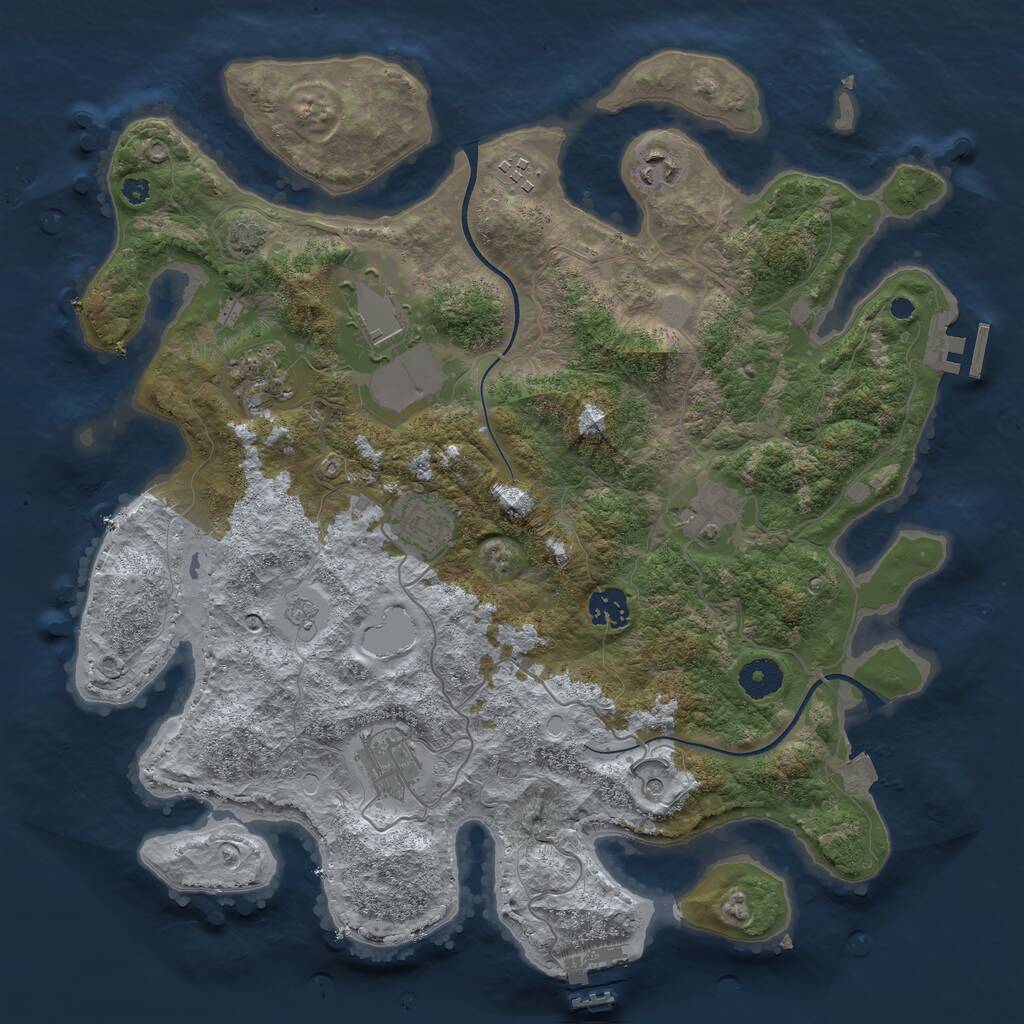 Rust Map: Procedural Map, Size: 3750, Seed: 843961733, 14 Monuments