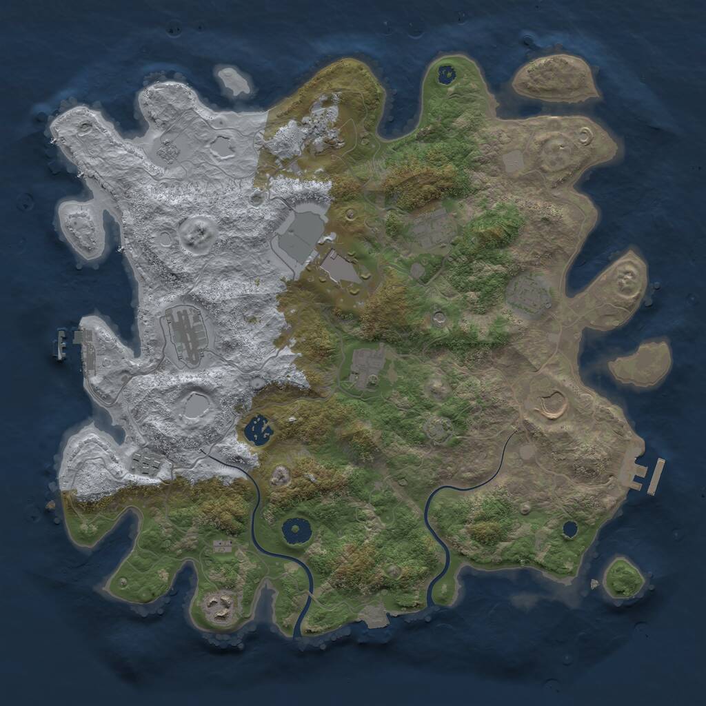 Rust Map: Procedural Map, Size: 3800, Seed: 775619962, 16 Monuments