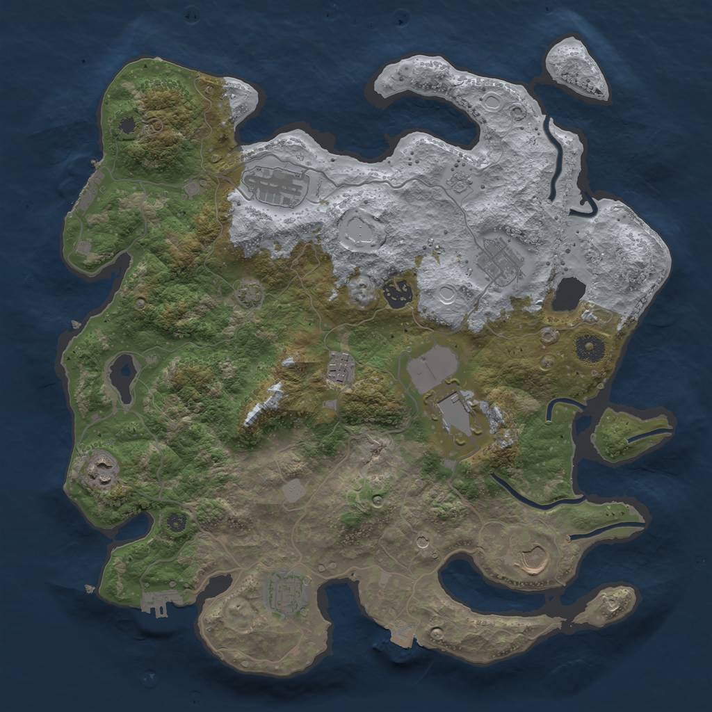 Rust Map: Procedural Map, Size: 3700, Seed: 3671632, 16 Monuments