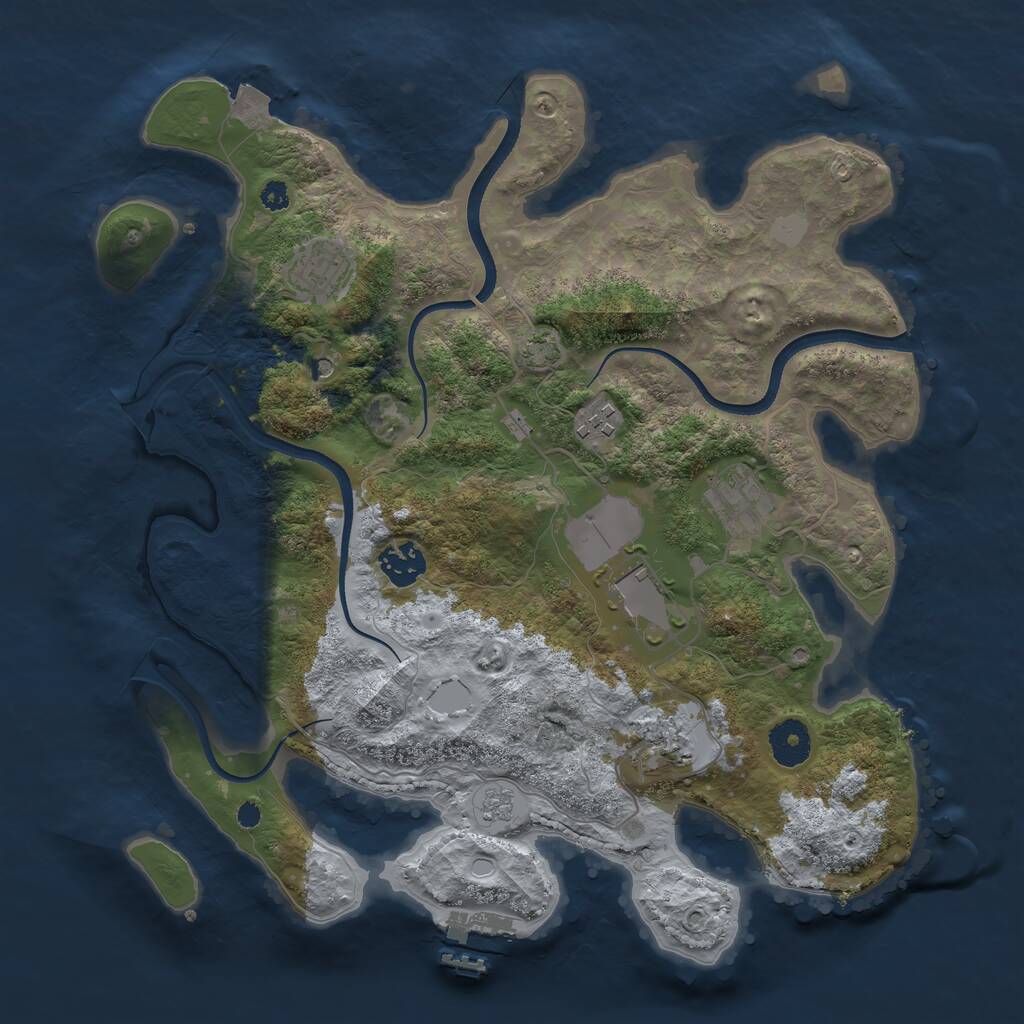 Rust Map: Procedural Map, Size: 3500, Seed: 91548107, 11 Monuments