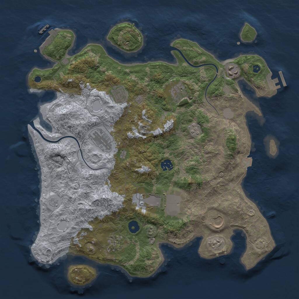 Rust Map: Procedural Map, Size: 3800, Seed: 16968052, 15 Monuments