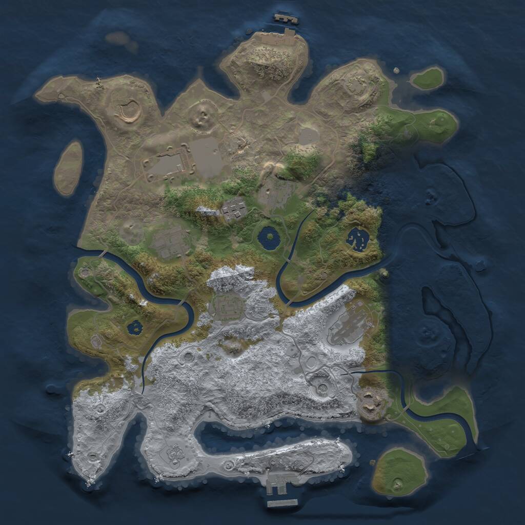 Rust Map: Procedural Map, Size: 3500, Seed: 798304777, 15 Monuments