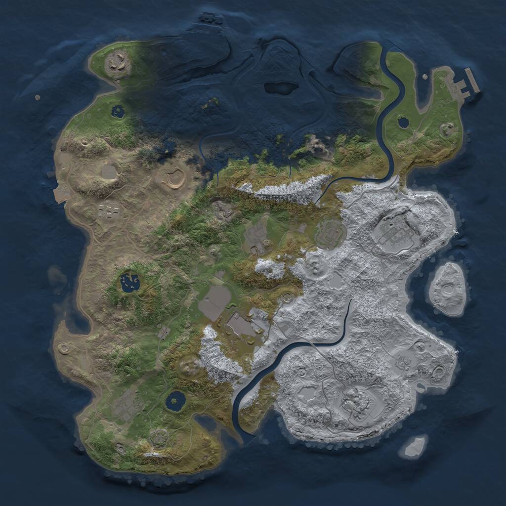 Rust Map: Procedural Map, Size: 3850, Seed: 47942136, 16 Monuments