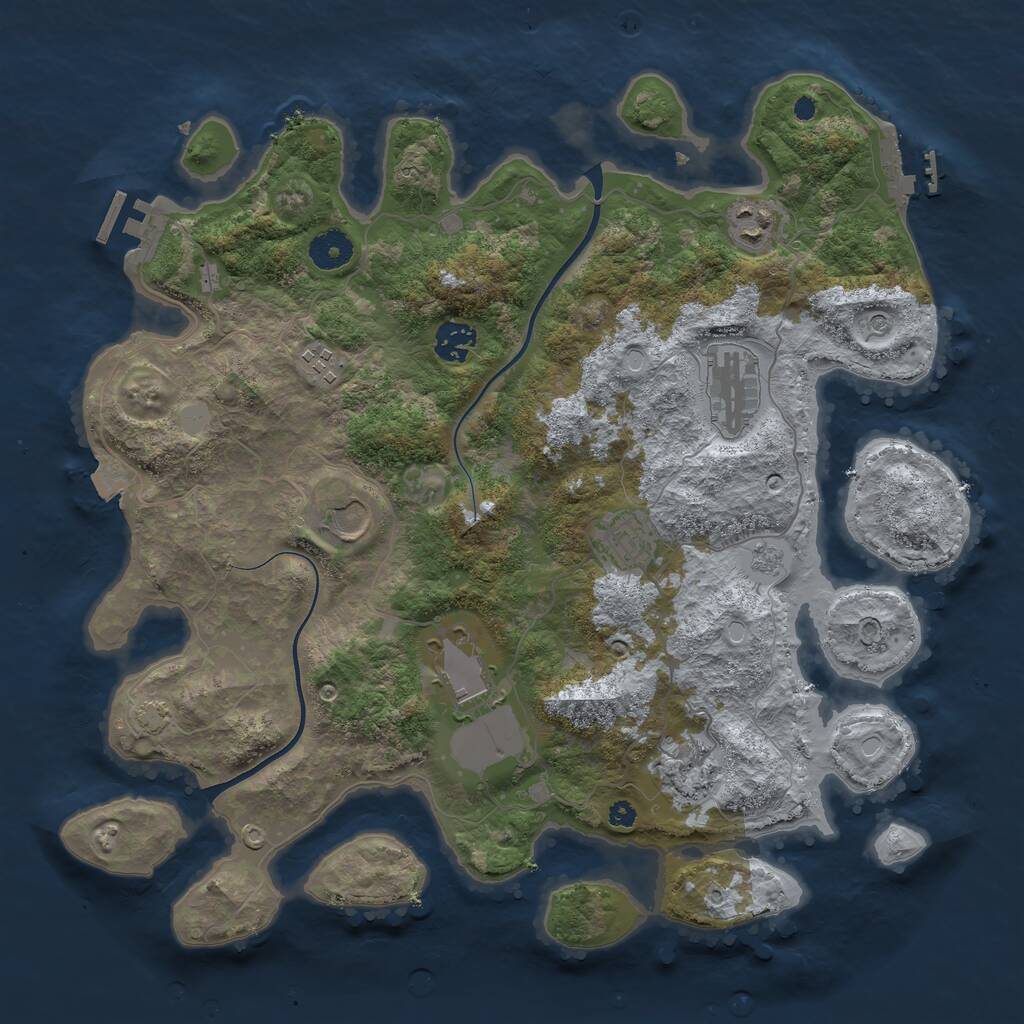 Rust Map: Procedural Map, Size: 3750, Seed: 43128090, 14 Monuments