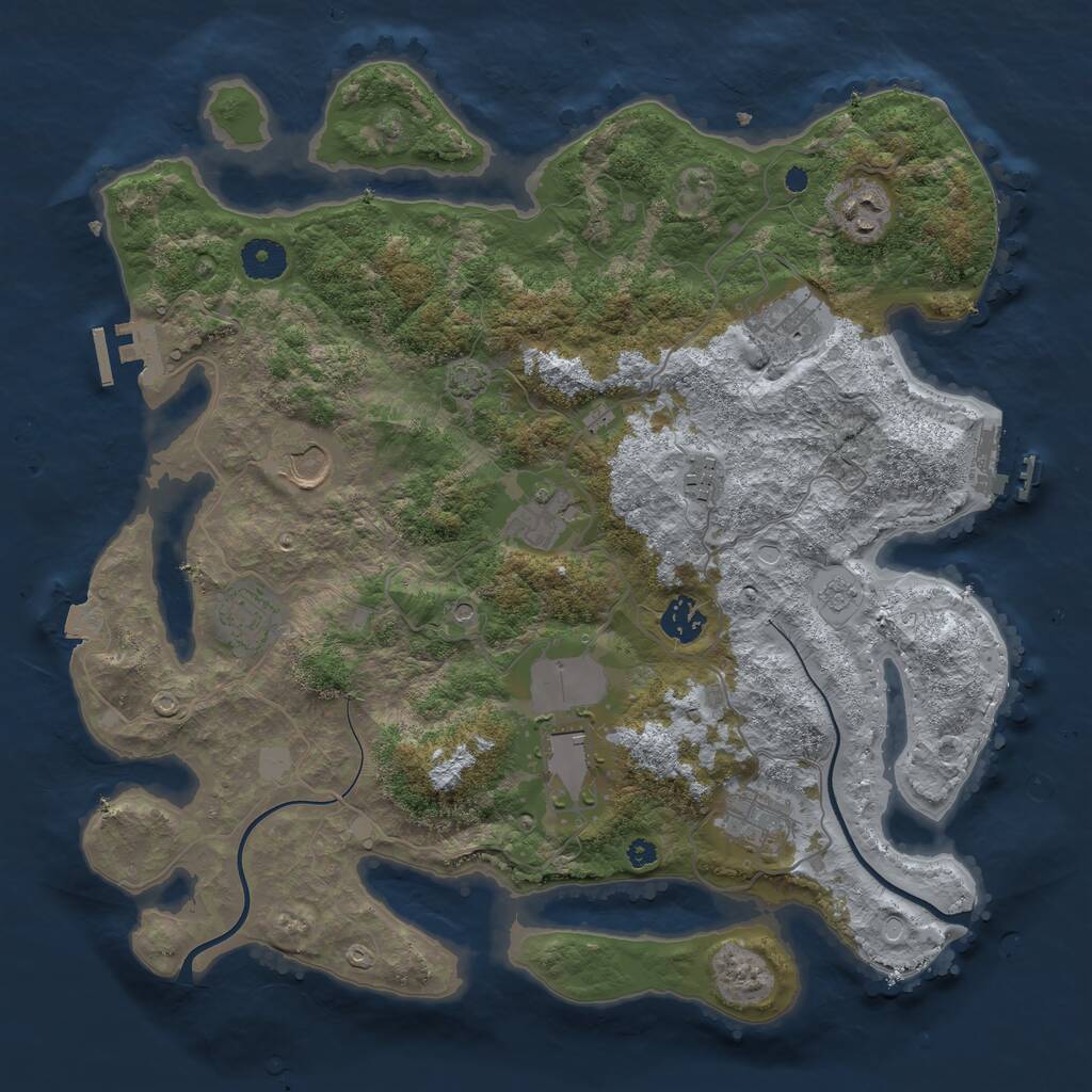 Rust Map: Procedural Map, Size: 3750, Seed: 21720794, 15 Monuments