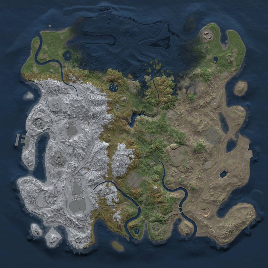 Rust Map: Procedural Map, Size: 4250, Seed: 421554, 17 Monuments