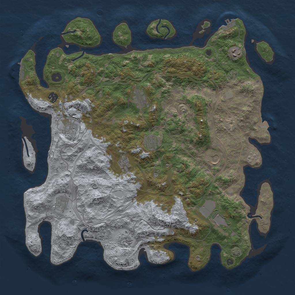 Rust Map: Procedural Map, Size: 4500, Seed: 593658157, 19 Monuments