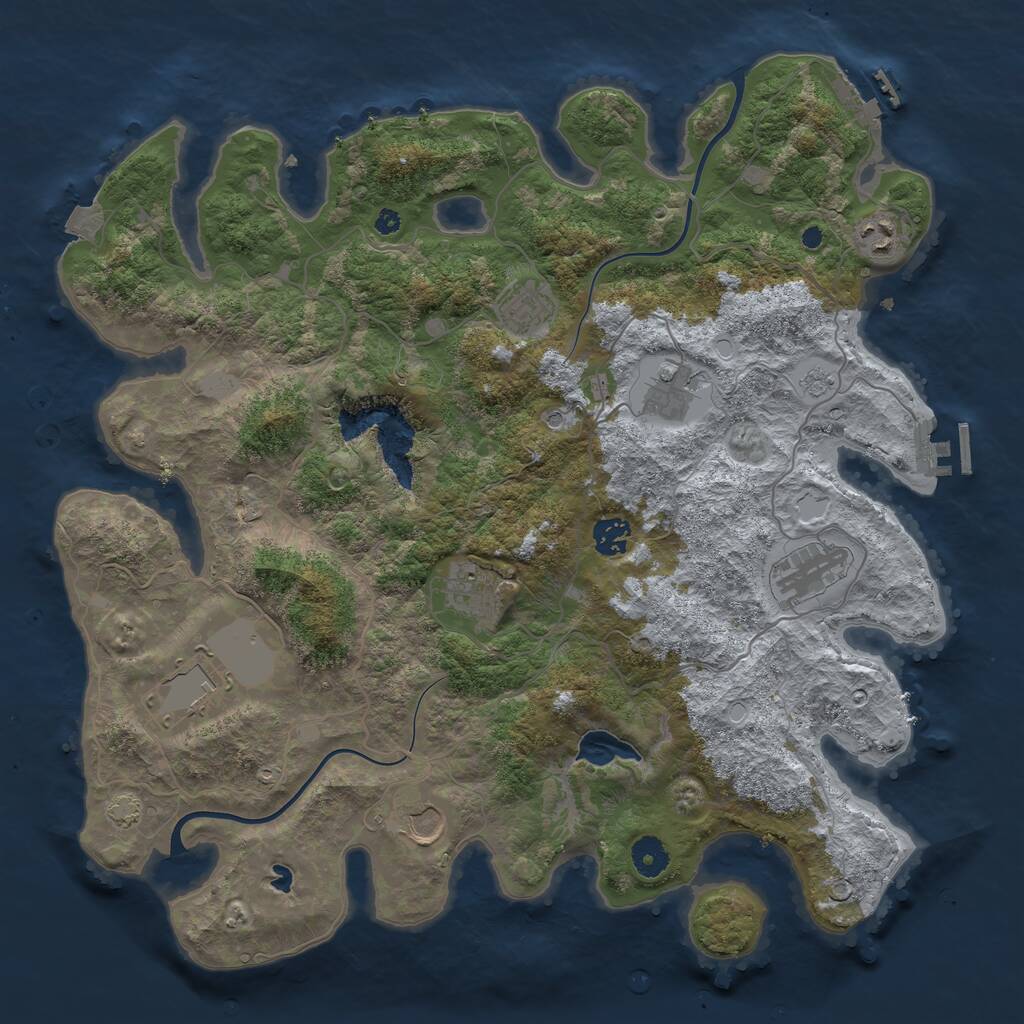 Rust Map: Procedural Map, Size: 4000, Seed: 5846291, 14 Monuments
