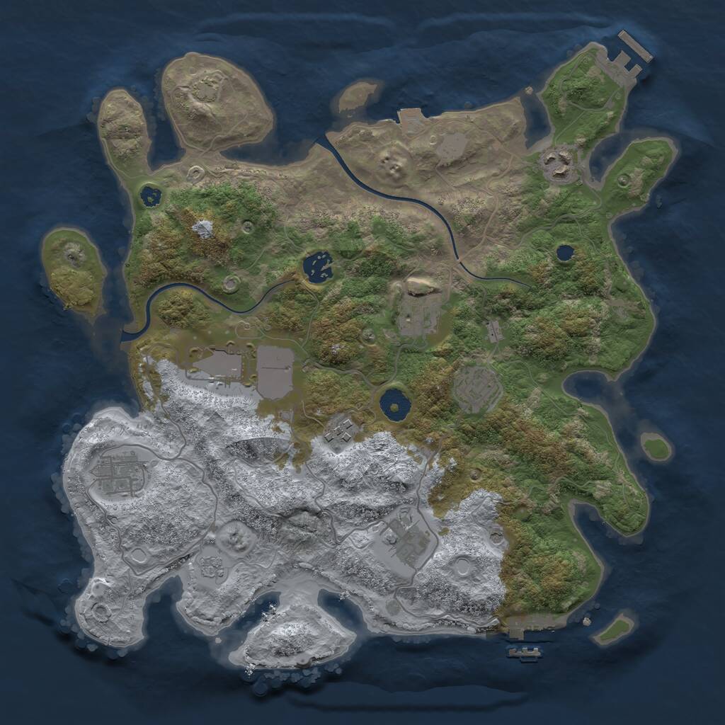 Rust Map: Procedural Map, Size: 3550, Seed: 46512901, 14 Monuments