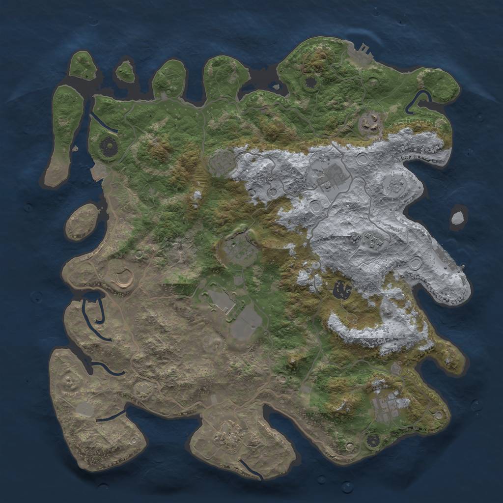 Rust Map: Procedural Map, Size: 4000, Seed: 45837270, 18 Monuments