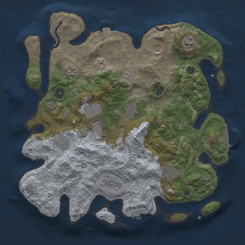 Rust Map: Procedural Map, Size: 3600, Seed: 49791159, 18 Monuments