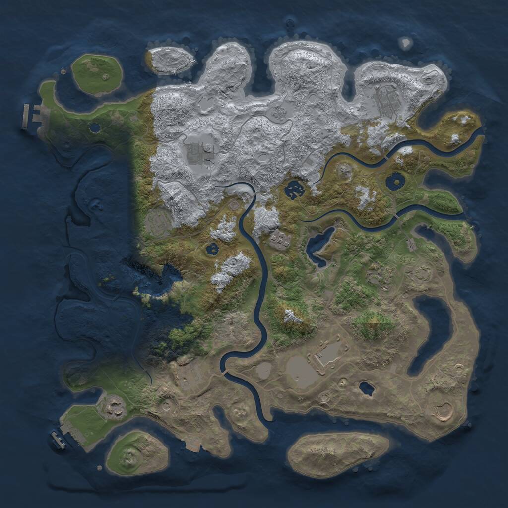 Rust Map: Procedural Map, Size: 4100, Seed: 58398835, 16 Monuments