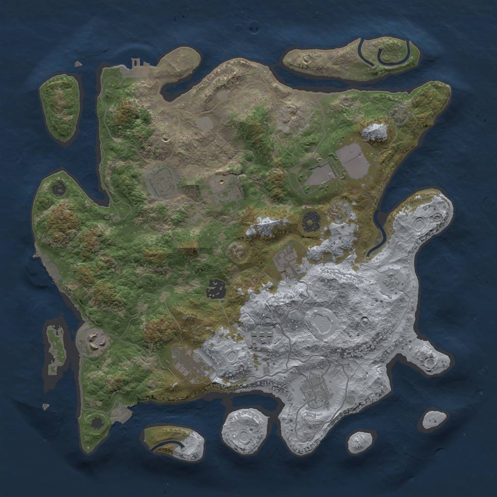 Rust Map: Procedural Map, Size: 3650, Seed: 68087686, 16 Monuments