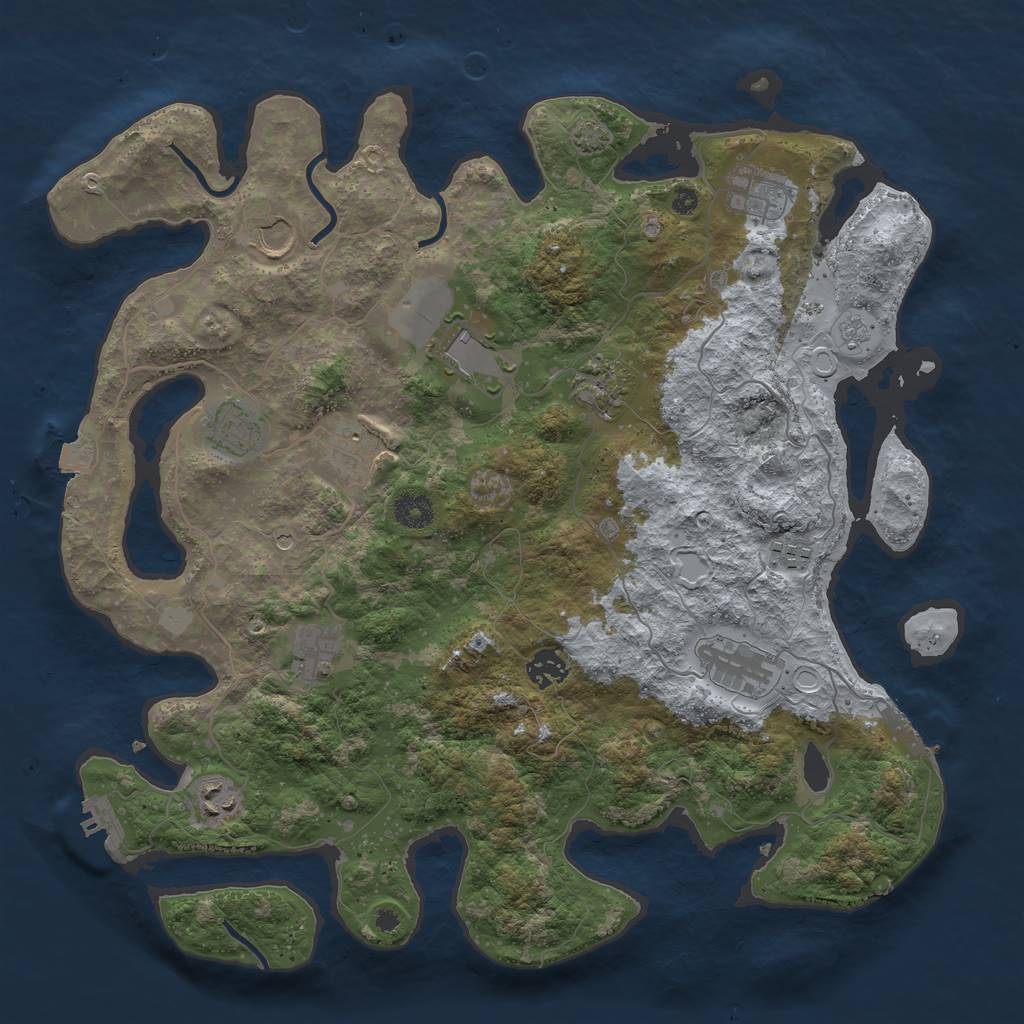 Rust Map: Procedural Map, Size: 3950, Seed: 29668366, 19 Monuments