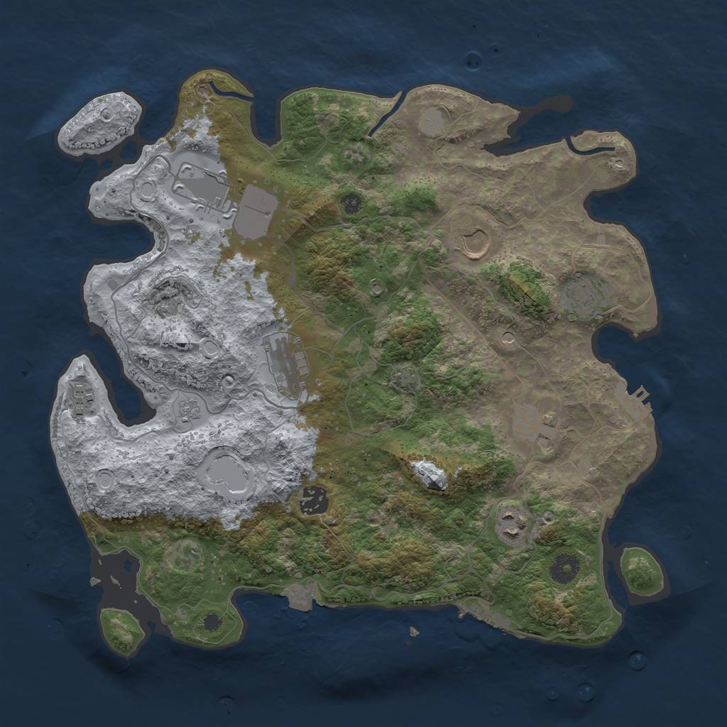 Rust Map: Procedural Map, Size: 3650, Seed: 85901071, 16 Monuments