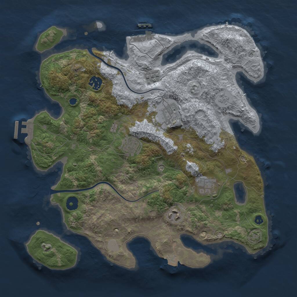 Rust Map: Procedural Map, Size: 3400, Seed: 8192997, 12 Monuments