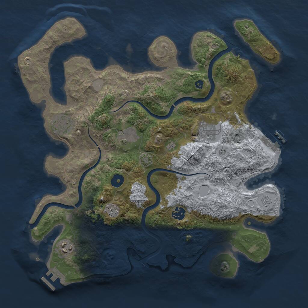 Rust Map: Procedural Map, Size: 3550, Seed: 62327405, 12 Monuments