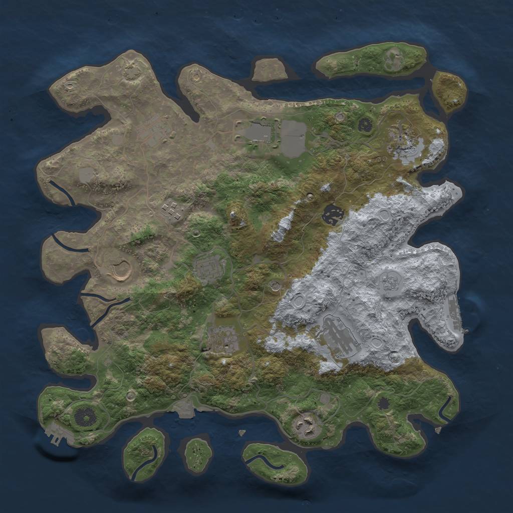 Rust Map: Procedural Map, Size: 3700, Seed: 63579006, 18 Monuments