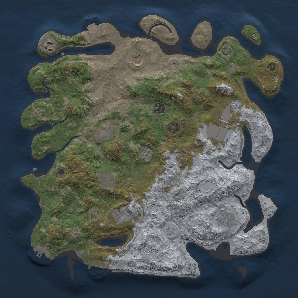 Rust Map: Procedural Map, Size: 3900, Seed: 27848434, 18 Monuments
