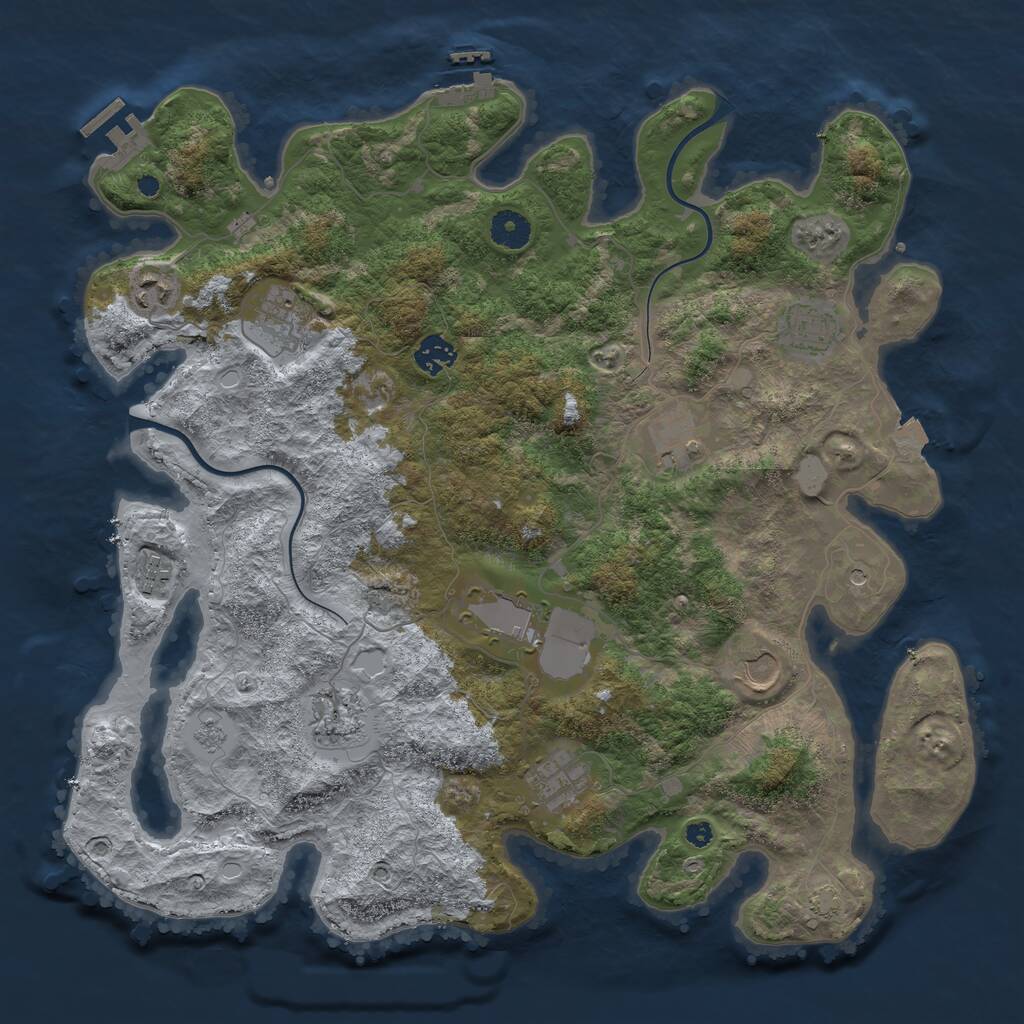 Rust Map: Procedural Map, Size: 3950, Seed: 93301581, 16 Monuments