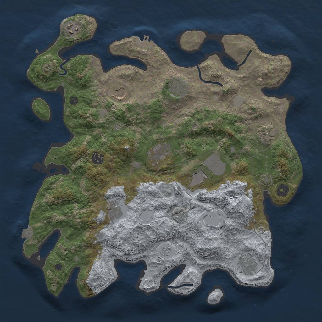 Rust Map: Procedural Map, Size: 3900, Seed: 79938833, 16 Monuments