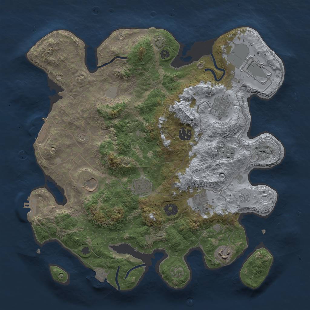 Rust Map: Procedural Map, Size: 3500, Seed: 2063906515, 16 Monuments