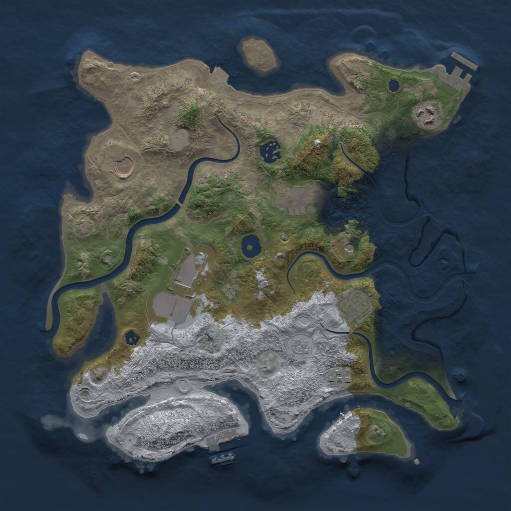 Rust Map: Procedural Map, Size: 3550, Seed: 91049756, 13 Monuments