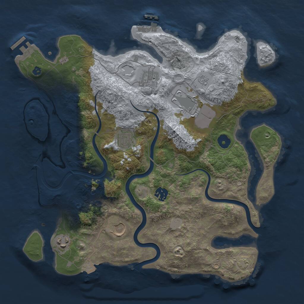 Rust Map: Procedural Map, Size: 3500, Seed: 1548173262, 12 Monuments