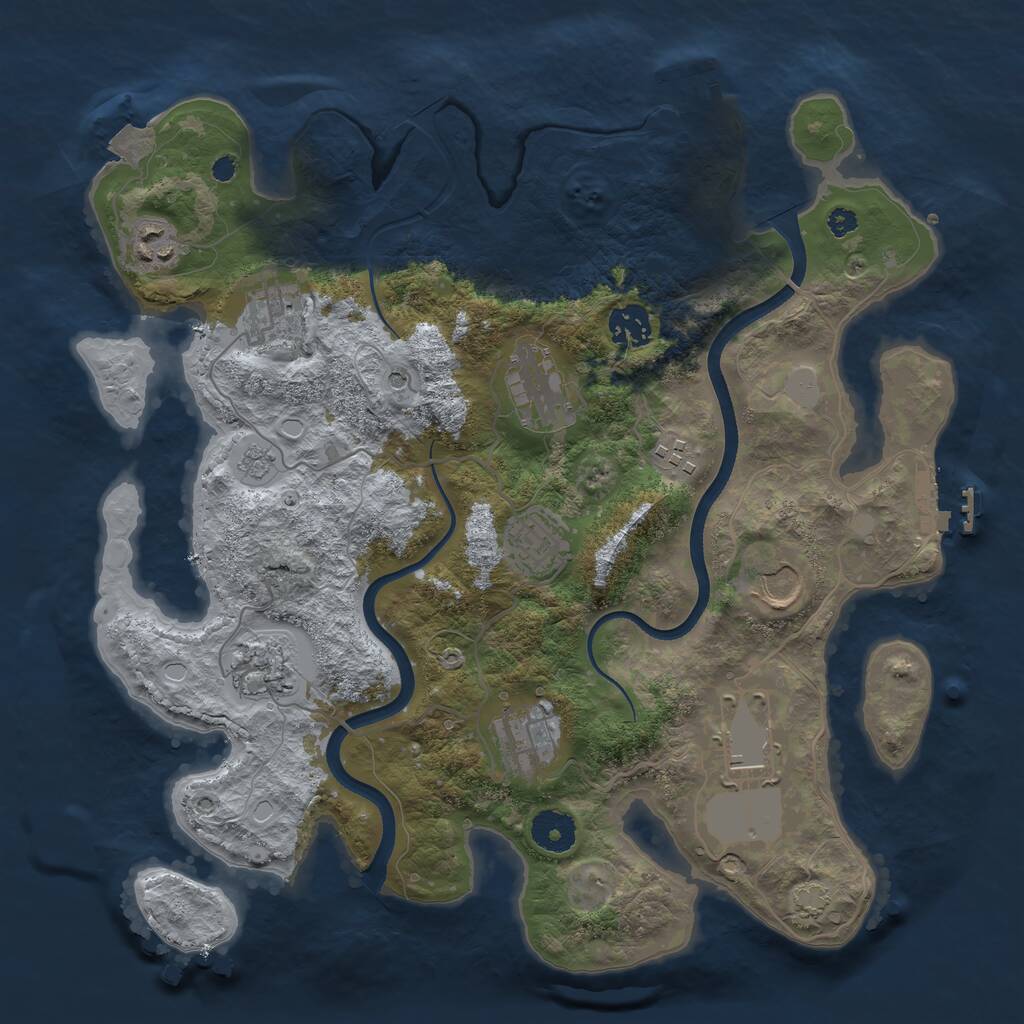 Rust Map: Procedural Map, Size: 3550, Seed: 17791670, 16 Monuments