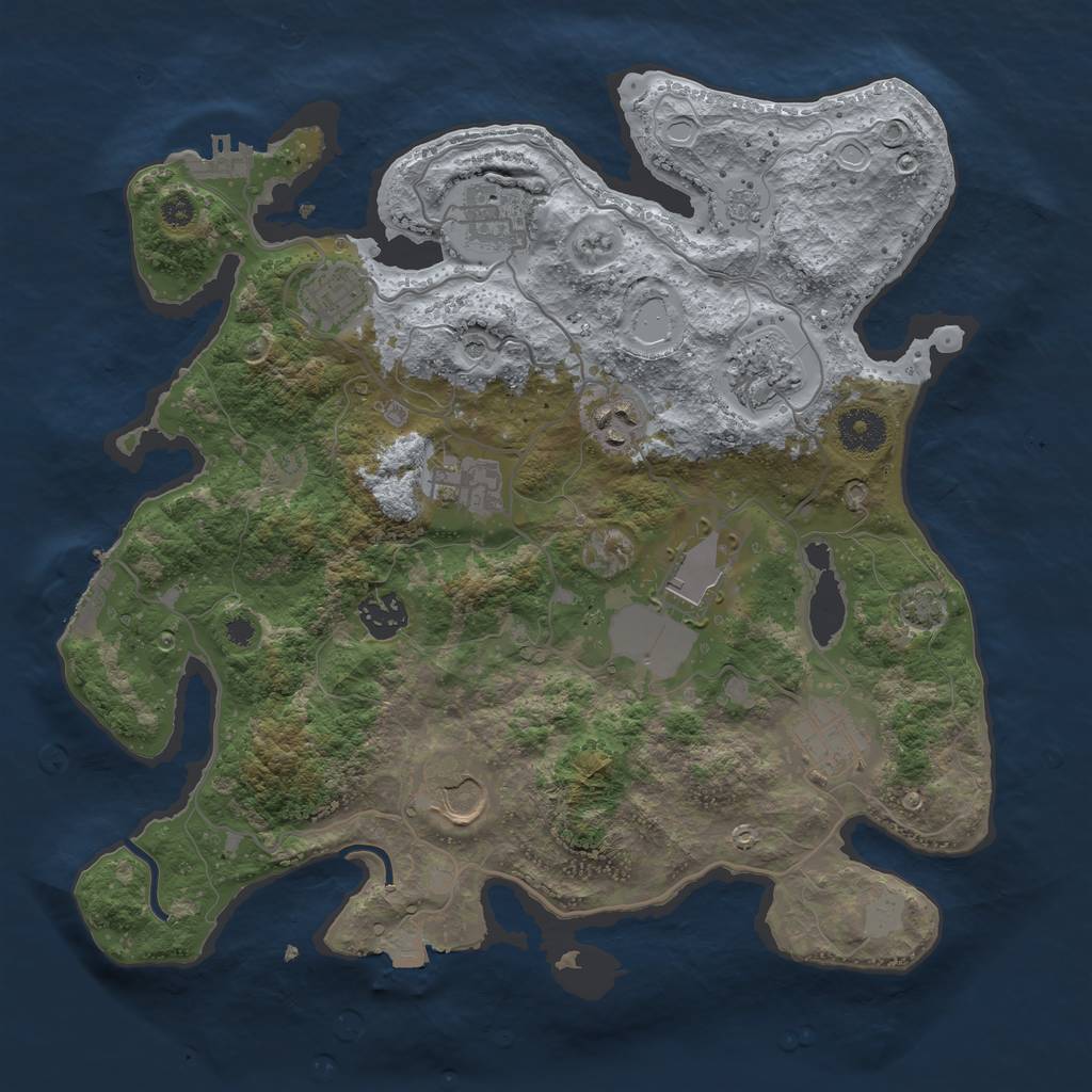 Rust Map: Procedural Map, Size: 3500, Seed: 50257597, 17 Monuments