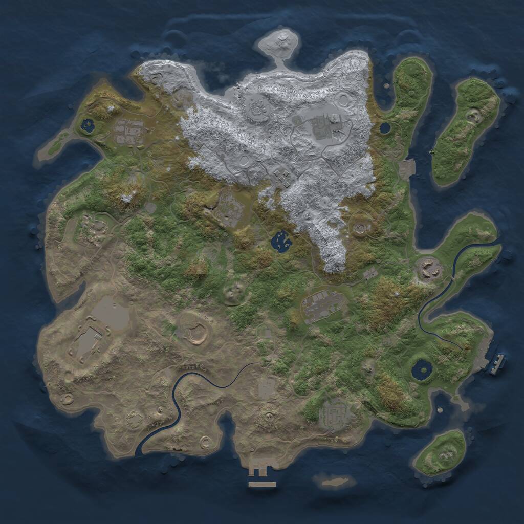 Rust Map: Procedural Map, Size: 3850, Seed: 83170821, 17 Monuments