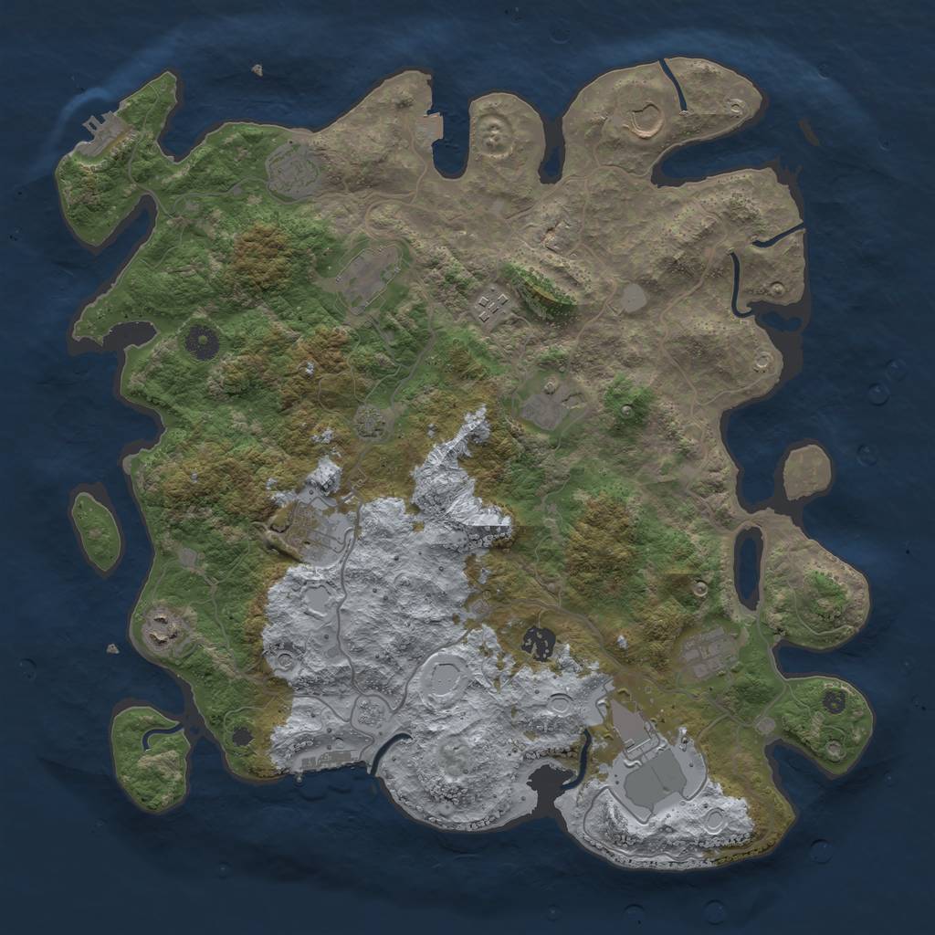 Rust Map: Procedural Map, Size: 4100, Seed: 934303, 18 Monuments