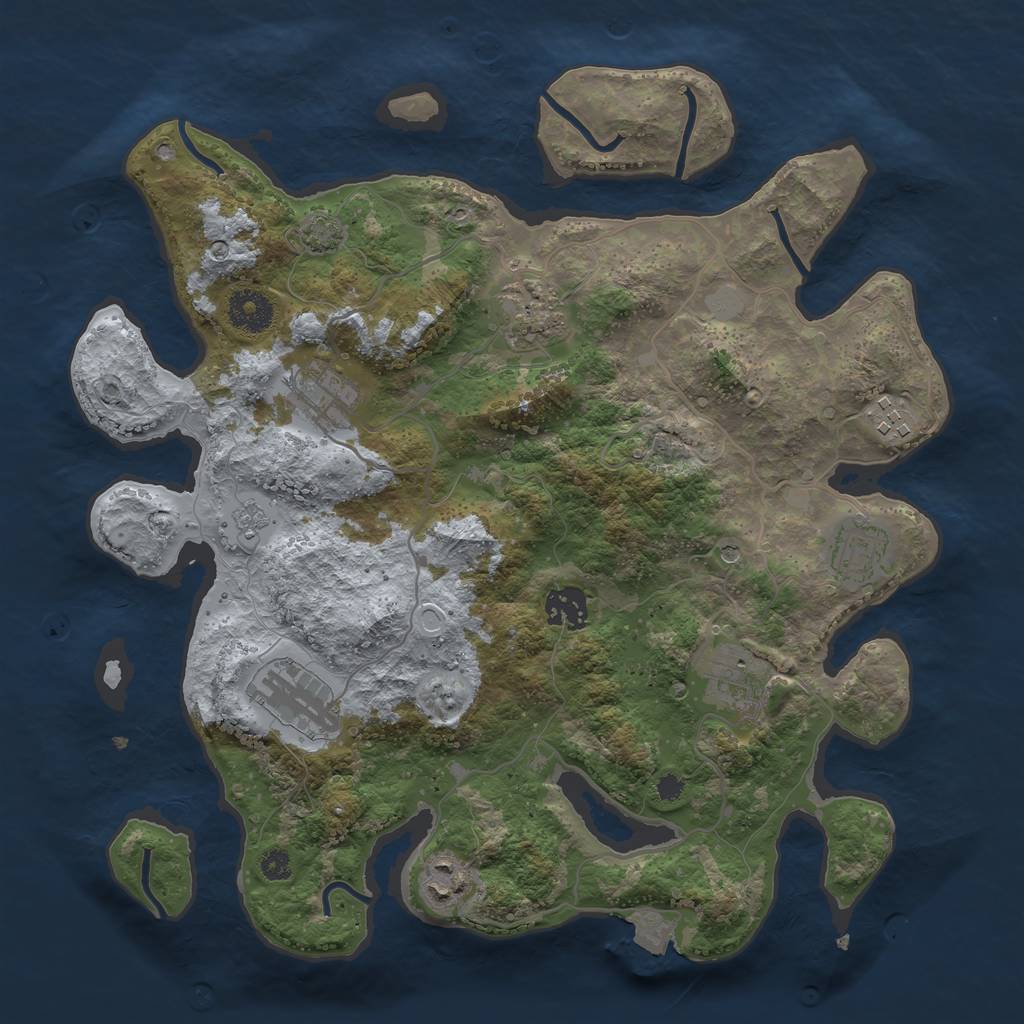 Rust Map: Procedural Map, Size: 3450, Seed: 50682609, 14 Monuments