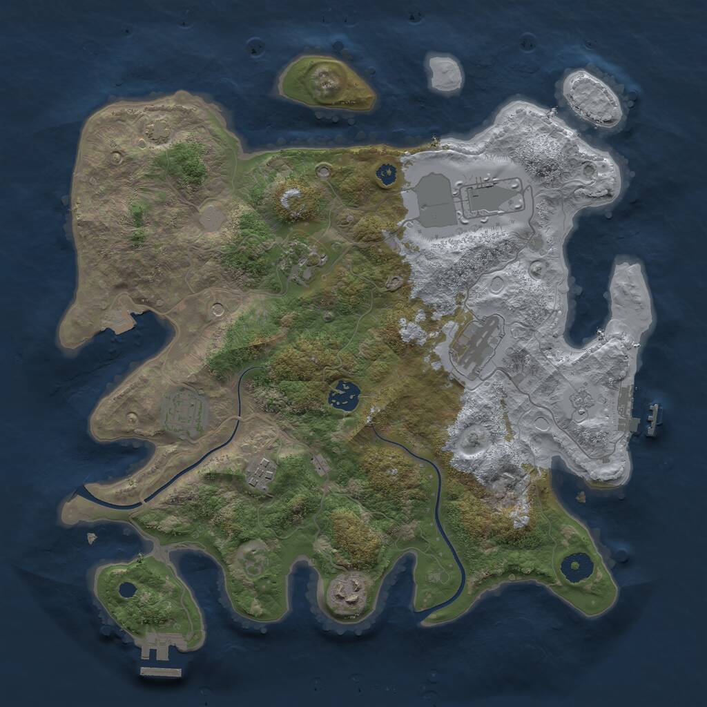 Rust Map: Procedural Map, Size: 3500, Seed: 53271968, 13 Monuments