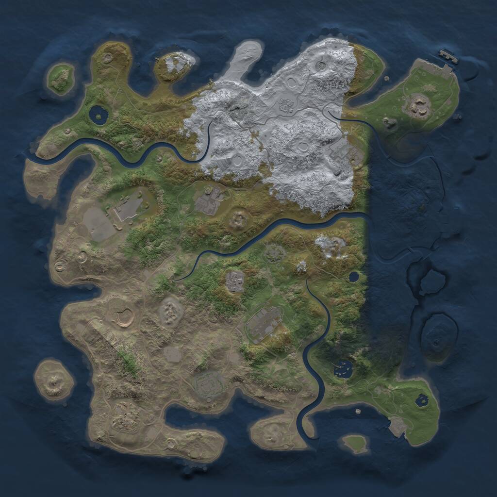 Rust Map: Procedural Map, Size: 3900, Seed: 45165428, 16 Monuments